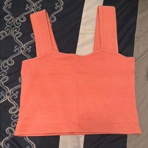 Anthropologie Pink and Orange Fitted Crop Tank Top